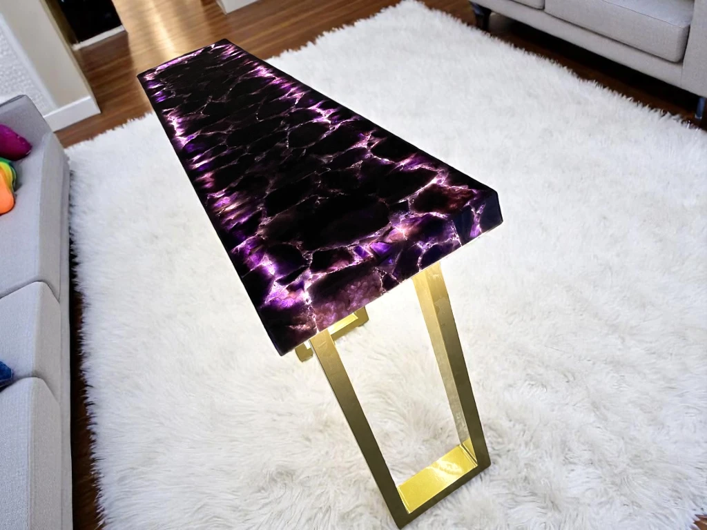 Amethyst Living Room Dining Table Crystal Gemstone Art Decor